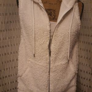 Fluffy white vest
